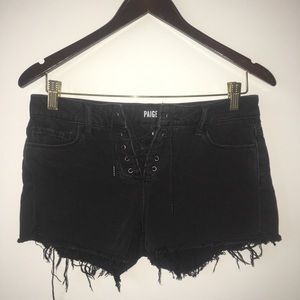 PAIGE Size 25 Lace up Black Jean Shorts